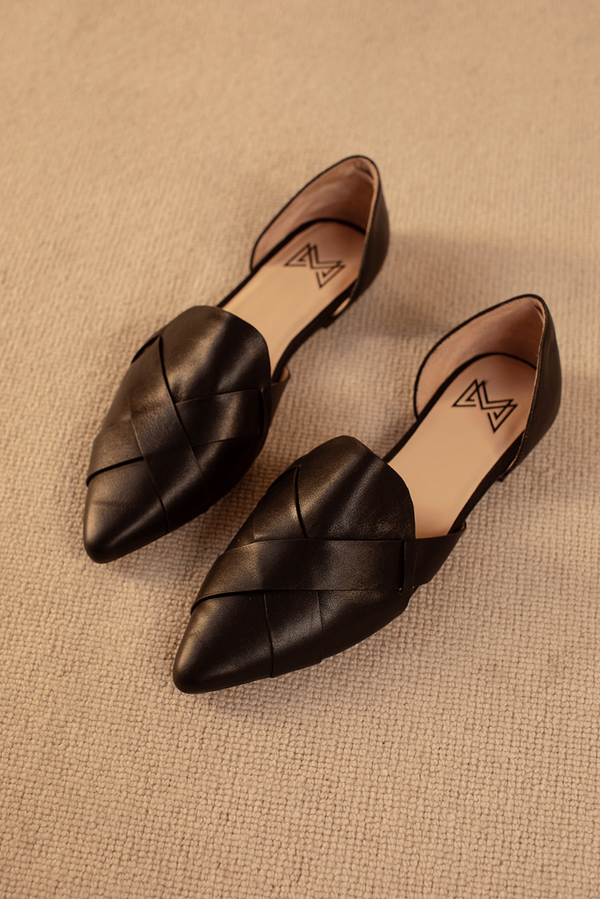 Nicole Black D'orsay Pointed Leather Flat