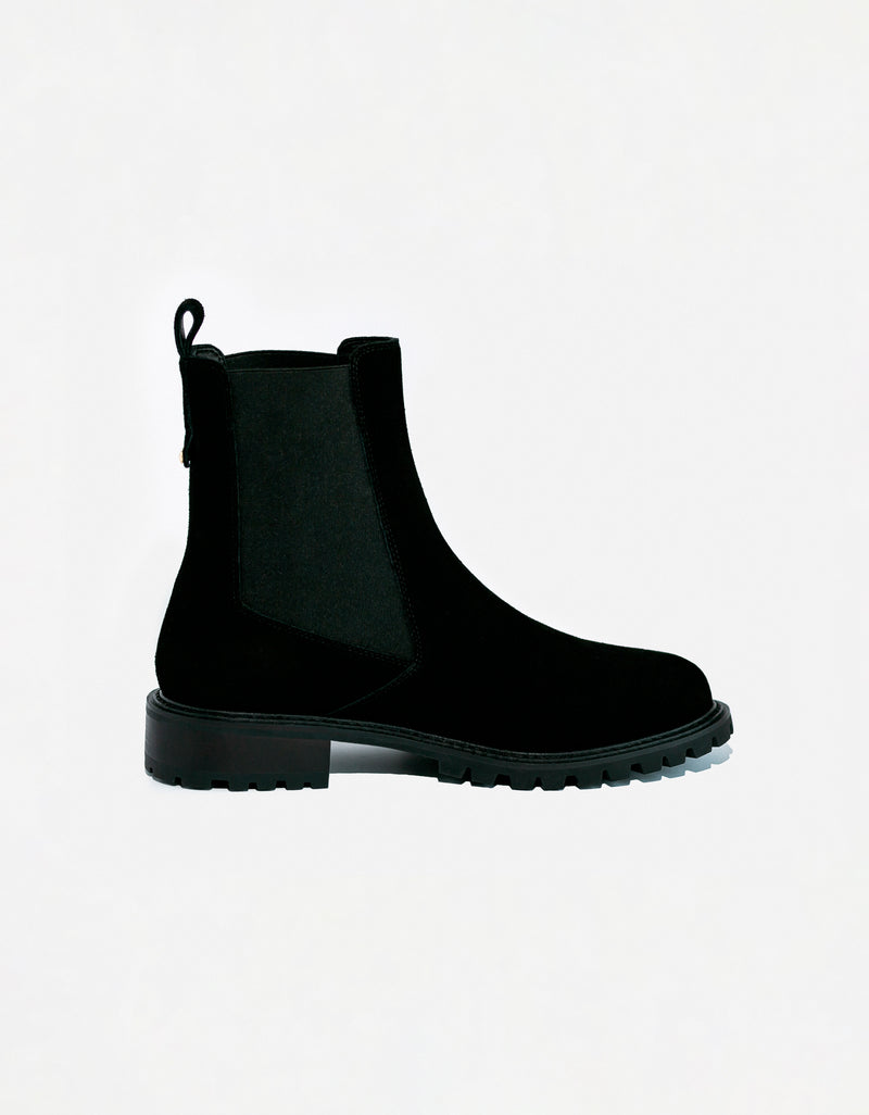 Serena Black Suede Chunky Chelsea Boot